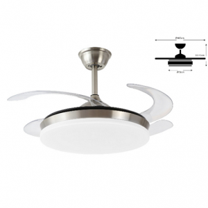 VENTILADOR DIMABLE CHLOE-L 107 CM MOTOR DC 30W WIFI 6 VELOCIDADES 4 ASPAS CROMO MATE