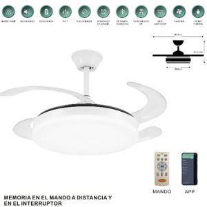 VENTILADOR ISABELLA-S 92 CM MOTOR DC 35W WIFI 6 VELOCIDADES 4 ASPAS BLANCO