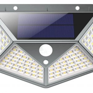 APLIQUE LED SOLAR PARED PIRAMIDE GRIS 100SMD 3200K