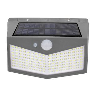 APLIQUE LED SOLAR PARED PIRAMIDE GRIS 212SMD 5000