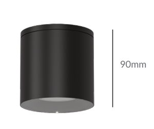 APLIQUE EXT TECHO CIRC NEGRO ALUM GU10 IP65 90mm