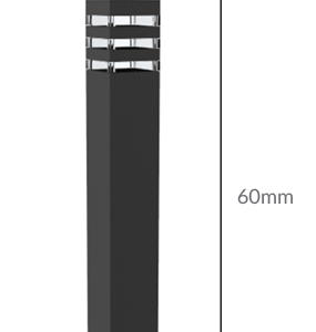 APLIQUE EXT SUELO CUADR NEGRO ALUM E27 IP65 60CM