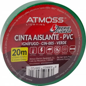 CINTA AISLANTE 19MM*20M VERDE