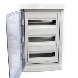 CAJA DIST.SUP 36MOD C/TERMI IP65 GRIS TAPA TRANSP